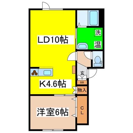 レインボーコート東川Ｂ棟の物件間取画像